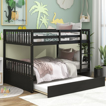 Full Over Full Bunk Bed with Trundle,Espresso  - £506.95 GBP