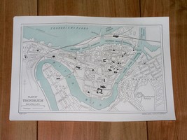 Ca. 1930 Vintage City Map Of Trondheim Trondhjem / Norway - $26.01