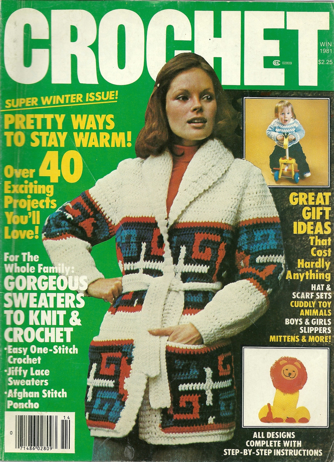 Crochet Magazine Vol. 1 No. 4 Winter 1981 Sweaters Ponchos Coat Jacket Toys - $6.99