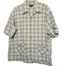 Joe Boxer Button Up Collared Shirt ~ Sz XL ~ Beige ~ Plaid ~ Short Sleeve - £10.08 GBP