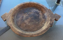 Vintage Antique Solid Wood Large Round Hand Carved Dough Bowl ~15.5&quot; Diameter~ - £251.72 GBP