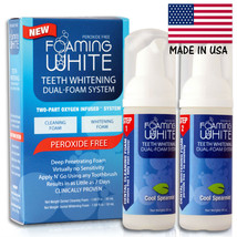 FOAMING WHITE System (2 Step) PEROXIDE-FREE TEETH WHITENING KIT - Made i... - £11.27 GBP