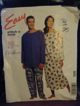 McCall's Stitch'n Save 905 Misses & Men's Nightshirt & PJ Pattern - Sizes S/M/L - £6.60 GBP