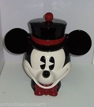 Disney Mickey Mouse Cookie Jar Pie Eyed Top Hat Bow Tie Enesco Rare New - £196.68 GBP