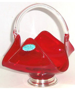 Baldwin Sterling Crystal Ruby Red Basket Clear Handle Silver Base Rare V... - £79.45 GBP