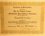 Vintage Professional Peace Officers Association Certificate L A County 1... - £6.33 GBP
