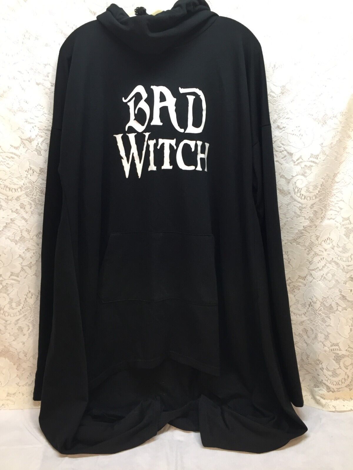 Primary image for Women's Girls Black Cloak Cape Coat Long Hoodie "BAD WITCH" Graphic
