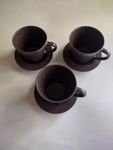 Ikea Matte Brown Preown 6oz Set of Three Coffee Cup And Soucer for coffe... - $19.80