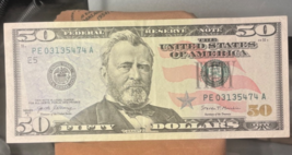 $50 Dollar Bill 2017A  Low Serial PE 03135474 A - $110.88 CAD