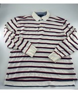 Vintage Tommy Hilfiger Shirt Mens Large White Blue Red Striped Polo Long... - $33.33 CAD