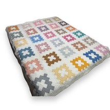 Vintage Multicolor Chimney Sweep Steps Album Quilt Machined 66x77” Ditzy - £96.46 GBP