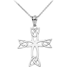 .925 Sterling Silver Celtic Trinity Cross Pendant Necklace - £21.15 GBP+
