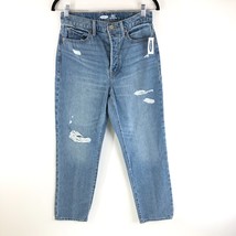 Old Navy Women Jeans The Sky-Hi Straight Extra High Rise Distressed Button Fly 6 - £15.16 GBP