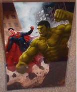 Hulk vs Superman Glossy Art Print 11 x 17 In Hard Plastic Sleeve - £19.65 GBP