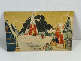 Antique Merry Christmas Best Christmas Wishes to Farrar Missouri snow po... - $3.71