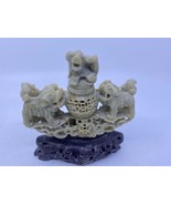 Antique or Vintage Chinese Carved Soapstone Foo Dog Statue Figure w/ Lid... - £174.75 GBP