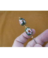 (U490) Green mauve pink oval CLOISONNE beads hatpin Pin love hat pins JE... - $14.95