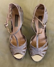 Womens Betsey Johnson Silver Glitter High Heels Shoes sz. 8 *WELL WORN/SEE PICS* - £13.48 GBP