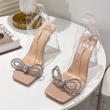 Summer Party Women Sandals Elegant Rhinestone Design Strange Perspext High Heels - £41.70 GBP
