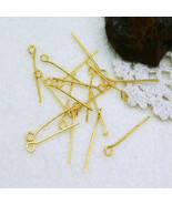 New! 1000 Pcs Gold  Plated Eye Pins for Jewelry Making Beads Craft 30mm DIY - £10.68 GBP