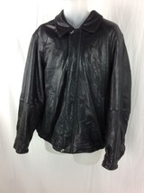 CLAIBORNE Black Soft Lambskin Leather Full Zip Fully Lined Jacket Mens Sz Large - £64.92 GBP