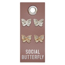 Santa Barbara Design Studio Silver Stud Earrings - Social Butterfly (Pack of 5) - £8.54 GBP