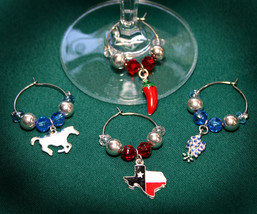 Texas Beaded Wine Glass Charms 01 - £10.18 GBP