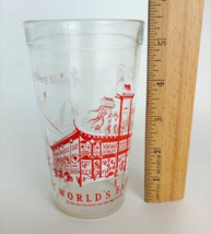 New York Worlds Fair Pavilion Glass Tumbler Vintage 1960S Hong Kong - $11.83