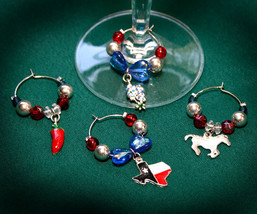 Texas Country Beaded Wine Glass Charms 02 - £10.35 GBP