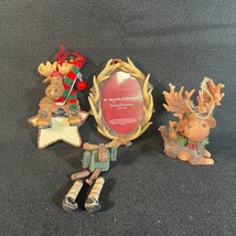 4 pc Woodland Moose Ornaments Star Frame Bobblehead and Shelf Sitter - £11.07 GBP