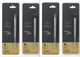2 Blue 2 Black Parker Quink Flow Ball Point Pen Refills BallPen Medium Brand New - £8.92 GBP