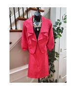Ashley Stewart Women Pink Polyester Open Front Blazer &amp; Skirt 2 Pcs Suit... - $78.79 CAD