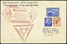 10/26/1933 Graf Zeppelin Century of Progress Germany to Chicago USA Flig... - $450.00
