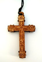 Christian Orthodox Greek Religious Pendant Necklace with Wood Cross / 35 - £9.86 GBP