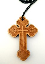 Christian Orthodox Greek Religious Pendant Necklace with Wood Cross / 37 - $12.38