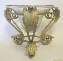 Crackle Glass Vase and Ornate Metal Stand Set - £31.63 GBP