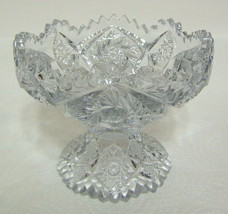 Ornate Clear Glass Candy Dish with Etching and Diecut Small - £27.93 GBP