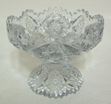 Ornate Clear Glass Candy Dish with Etching and Diecut Small - £28.05 GBP