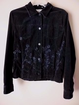 Jones New York Black Velveteen Jacket with Beaded Accents Misses size Me... - $29.35