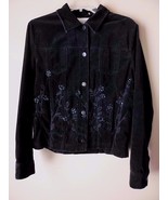 Jones New York Black Velveteen Jacket with Beaded Accents Misses size Me... - $29.35