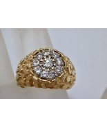 14K Yellow Gold Nugget Design Cluster Ring with Natural Diamonds 0.55ct ... - £657.99 GBP