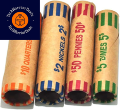 L LIKED Preformed Coin Wrappers Rolls (128 Assorted) - 128 Assorted, Assorted  - £15.38 GBP