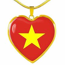 Unique Gifts Store Vietnamese Flag - 18k Gold Finished Heart Pendant Luxury Neck - £47.91 GBP