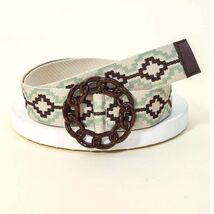 Boho Woven Belt with Round Chain Buckle Brown - $17.82