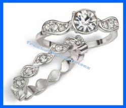 Ring Shimmer Bloom Two Piece Stackable Ring Silvertone (NEW Box 2015) Sz 8 GIFT - £15.75 GBP
