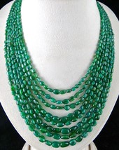 Estate Natural Emerald Nuggets Beads 8 String 512 Carats Precious Gem Necklace - £2,137.88 GBP