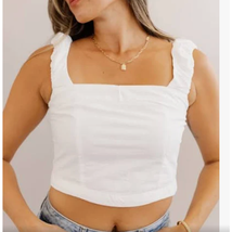 Free People cropped ASHLEY TANK TOP | Size L White, NEW   N1 - £35.35 GBP