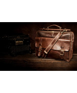 KALATING Personalized Handmade Real Leather Mens Briefcase Laptop Bag 15... - $262.59 CAD