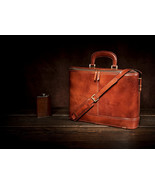 Personalized Genuine Leather Mens Briefcase Laptop Business Bag - $244.81 CAD