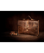 KALATING Personalized Handmade Real Leather Mens Briefcase Laptop Bag 15... - $228.40 CAD